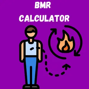 Illustration of a person with a flame icon representing basal metabolic rate (BMR).