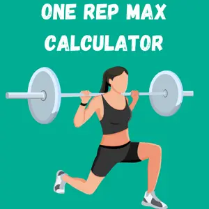 Illustration of a woman performing a barbell squat for one rep max calculation.